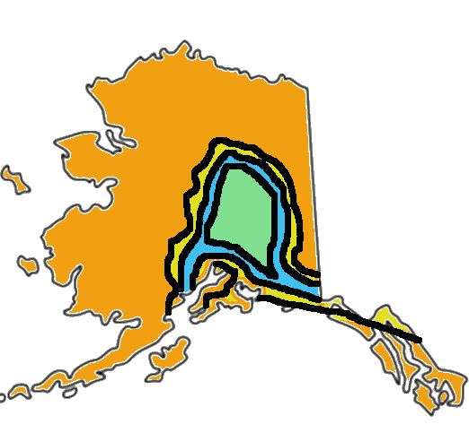 Alaska aurora viewing zones map