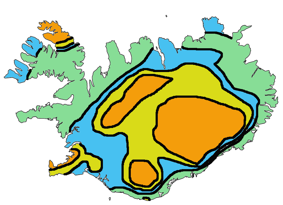 Iceland aurora viewing zones map