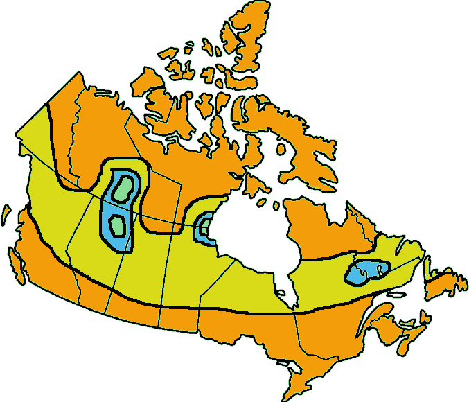 Canada aurora viewing zones map