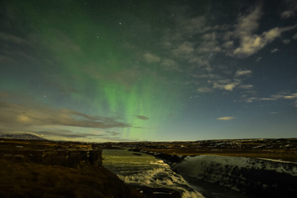 Aurora arc over Gullfoss Waterfall #2 23 dsc 9928