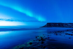 Green arc of aurora reflected in the tides at dusk #2 dsc 4381