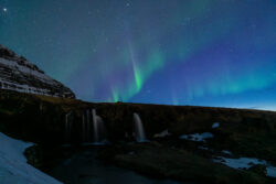 Faint arcs of aurora over small waterfall dsc 4445